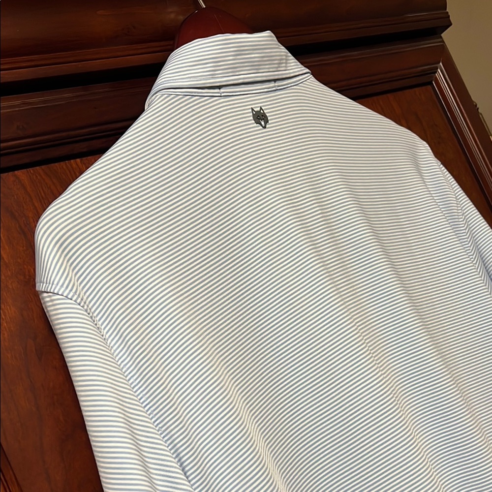 Like New Greyson Light Blue & White Performance Stretch Tennis Golf Polo Shirt! - Picture 10 of 11